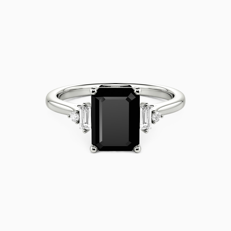 "Urban Luminescence" Emerald Cut Side Stone Engagement Ring