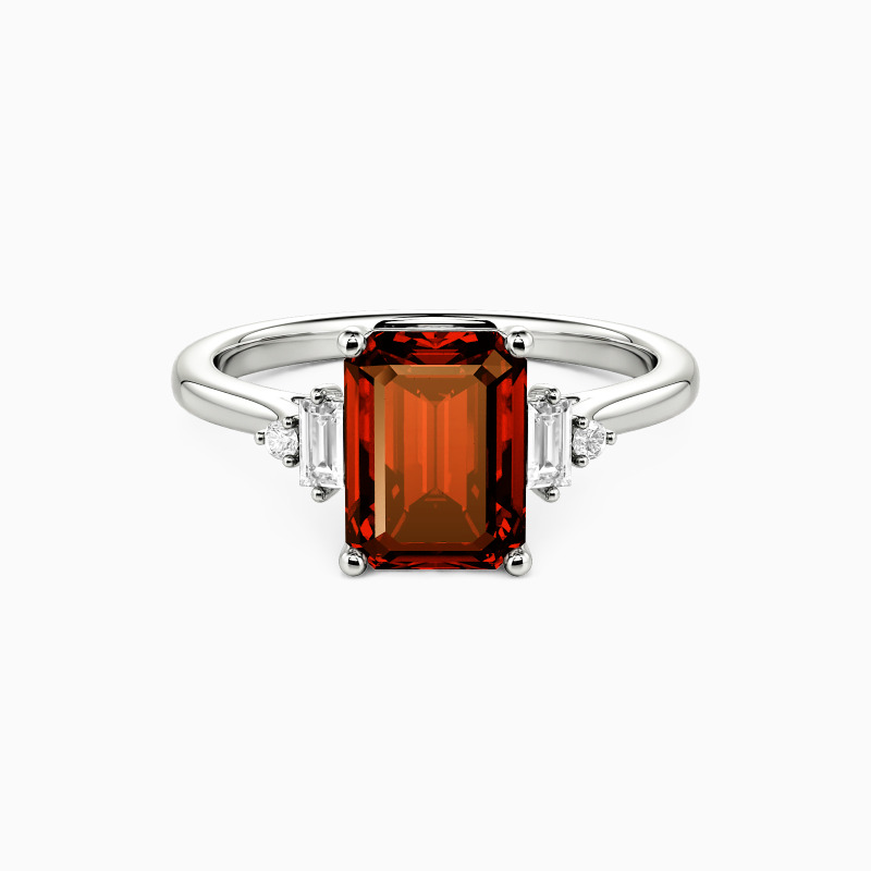 "Urban Luminescence" Emerald Cut Side Stone Engagement Ring