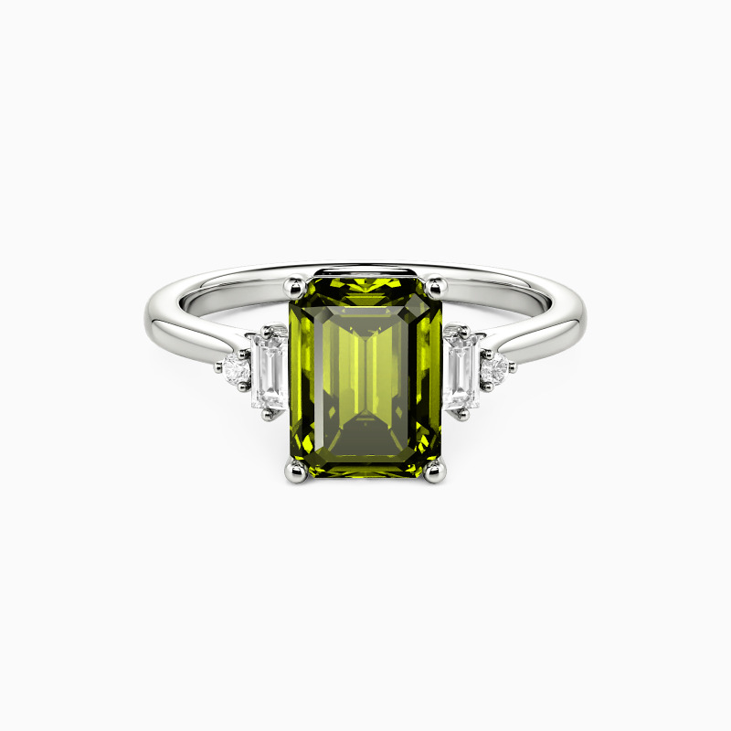 "Urban Luminescence" Emerald Cut Side Stone Engagement Ring