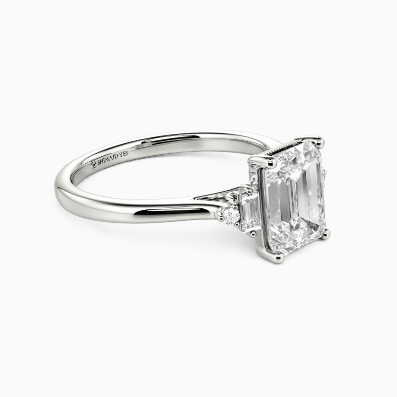 "Urban Luminescence" Emerald Cut Side Stone Engagement Ring