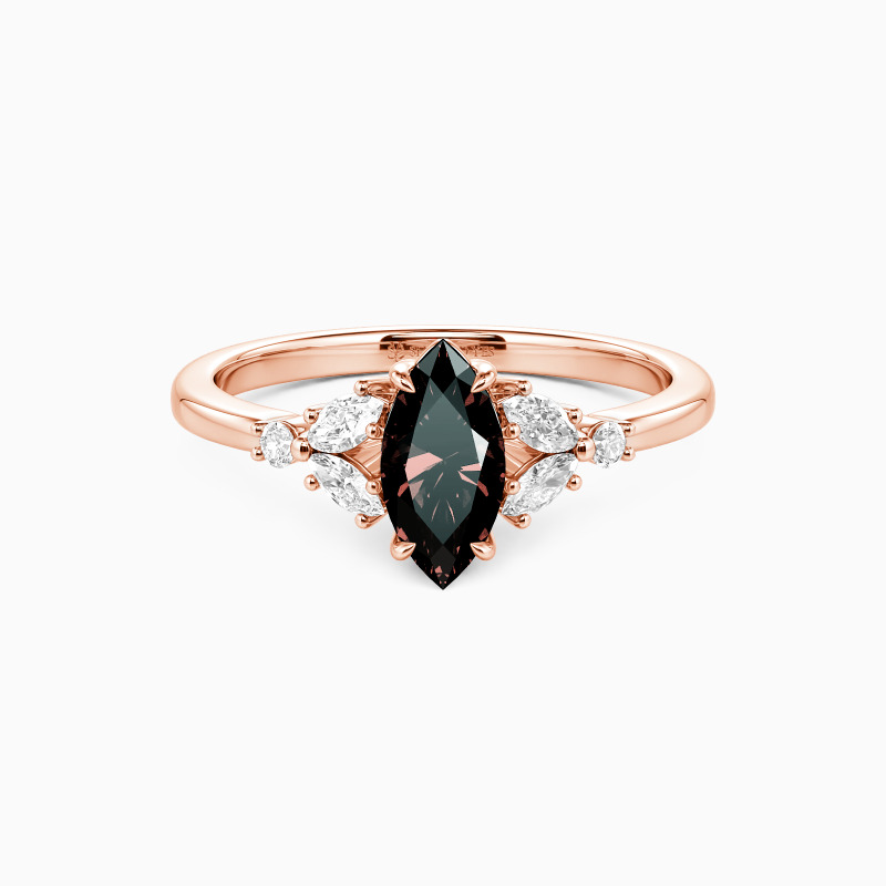 "The Fearless Love" 0.5ct Marquise Cut Cluster Side Stone Engagement Ring