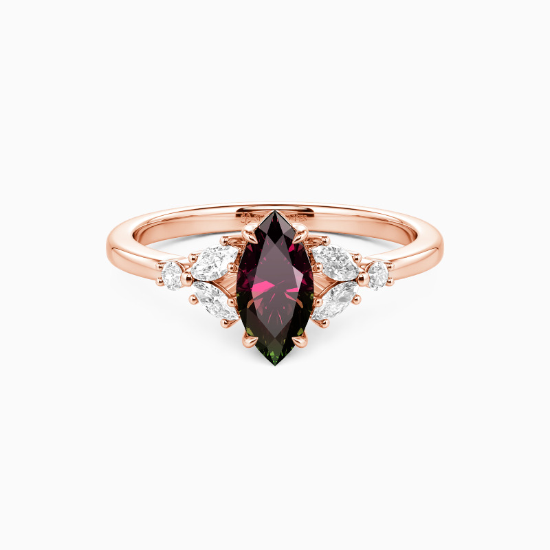 "The Fearless Love" 0.5ct Marquise Cut Cluster Side Stone Engagement Ring