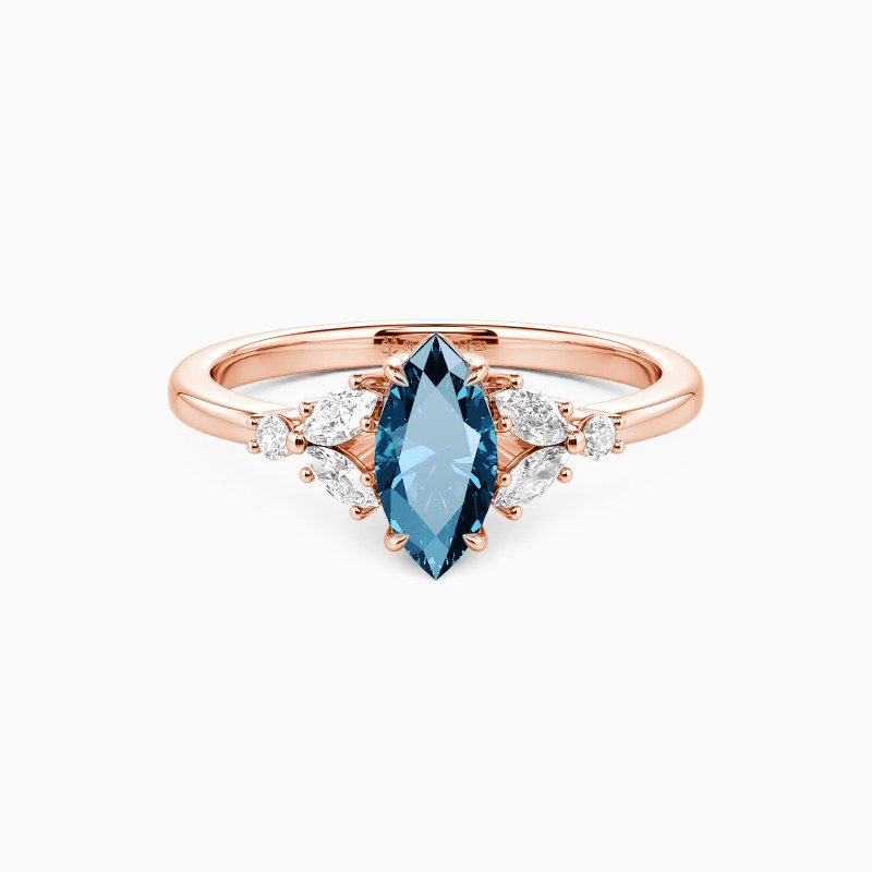 "The Fearless Love" 0.5ct Marquise Cut Cluster Side Stone Engagement Ring