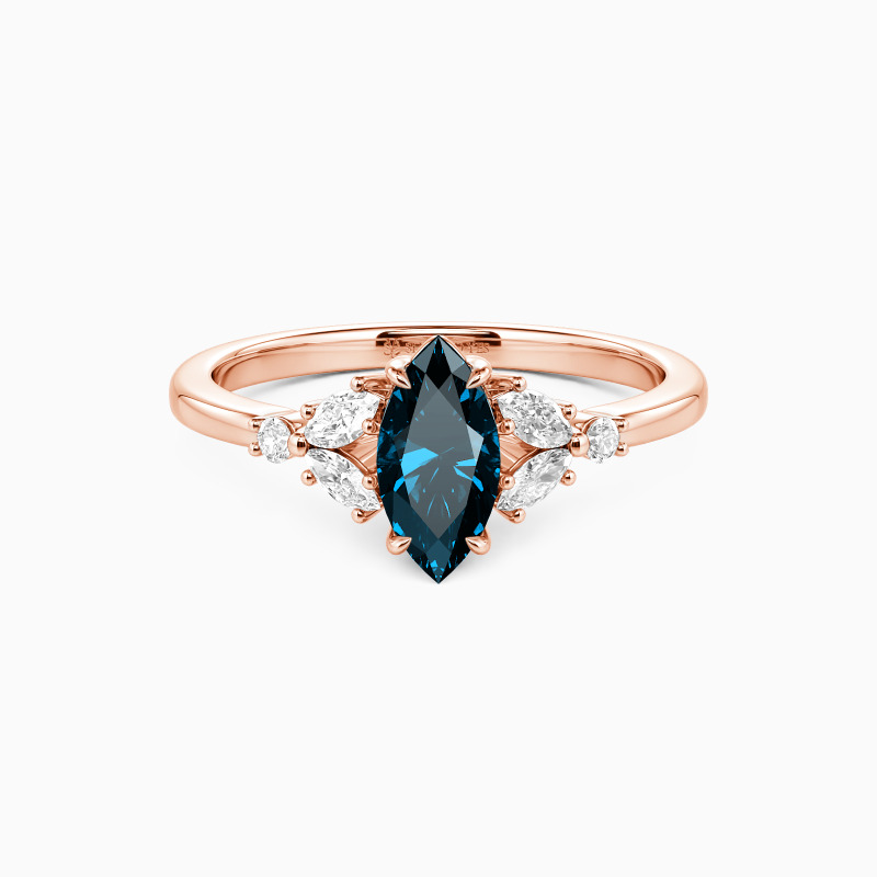 "The Fearless Love" 0.5ct Marquise Cut Cluster Side Stone Engagement Ring