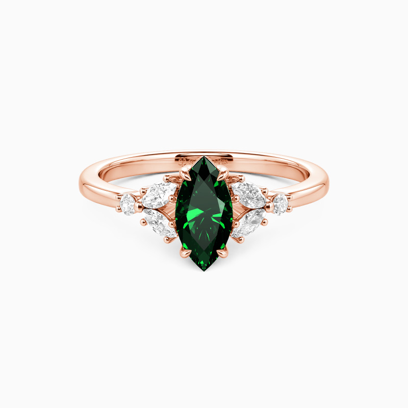 "The Fearless Love" 0.5ct Marquise Cut Cluster Side Stone Engagement Ring