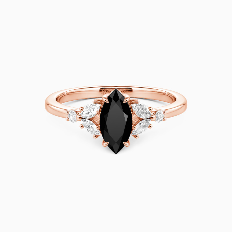 "The Fearless Love" 0.5ct Marquise Cut Cluster Side Stone Engagement Ring