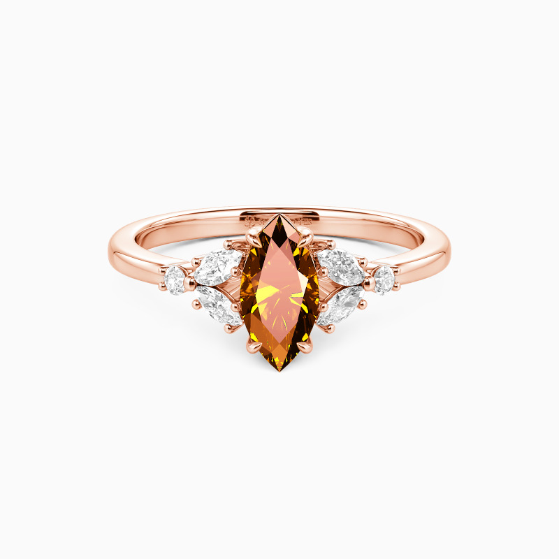 "The Fearless Love" 0.5ct Marquise Cut Cluster Side Stone Engagement Ring