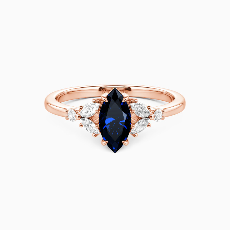 "The Fearless Love" 0.5ct Marquise Cut Cluster Side Stone Engagement Ring