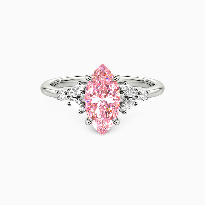 "The Fearless Love" 2ct Marquise Cut Cluster Side Stone Engagement Ring