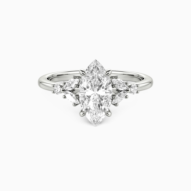 "The Fearless Love" 2ct Marquise Cut Cluster Side Stone Engagement Ring