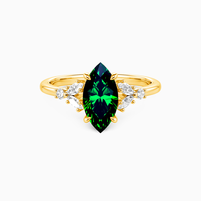 "The Fearless Love" 1ct Marquise Cut Cluster Side Stone Engagement Ring