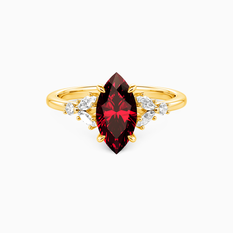 "The Fearless Love" 1ct Marquise Cut Cluster Side Stone Engagement Ring