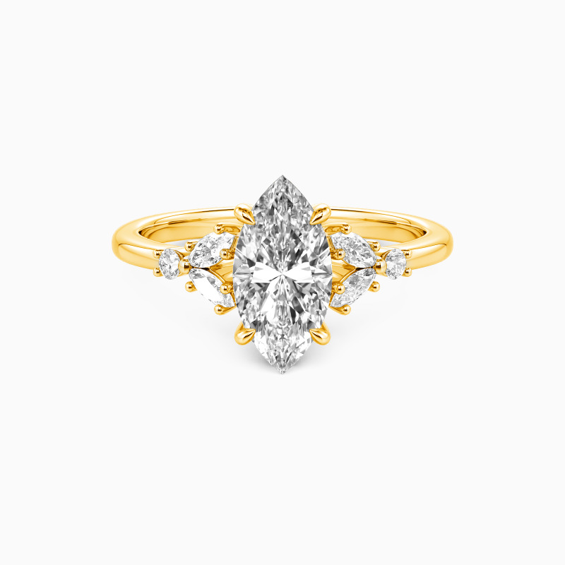 "The Fearless Love" 1ct Marquise Cut Cluster Side Stone Engagement Ring