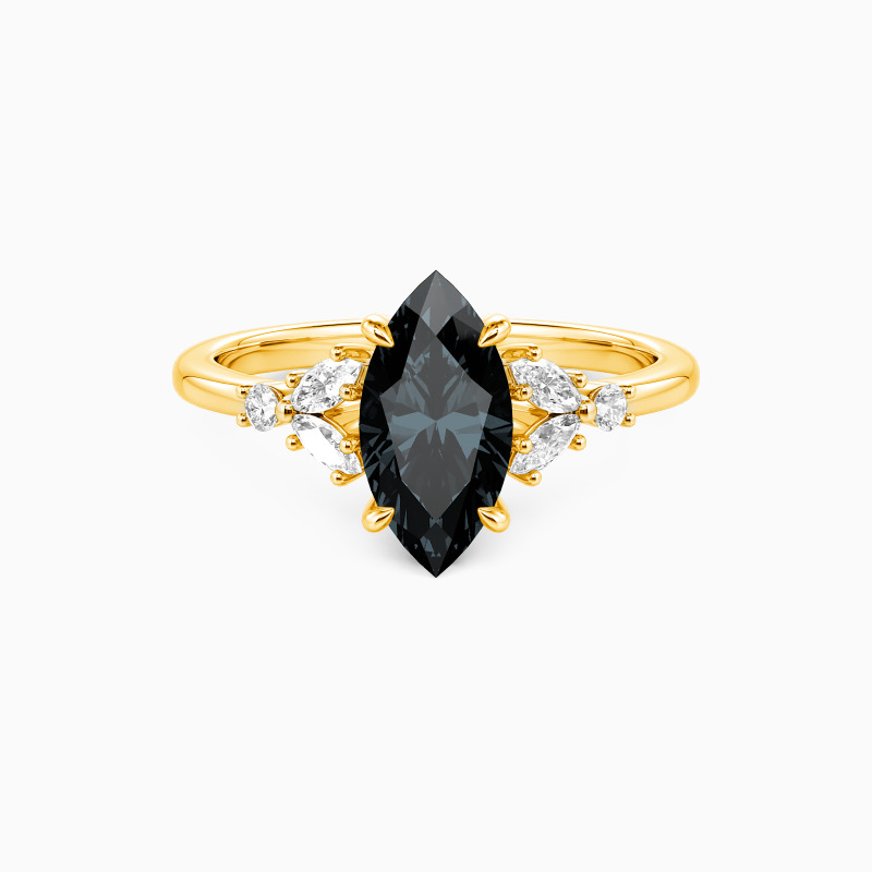 "The Fearless Love" 1ct Marquise Cut Cluster Side Stone Engagement Ring