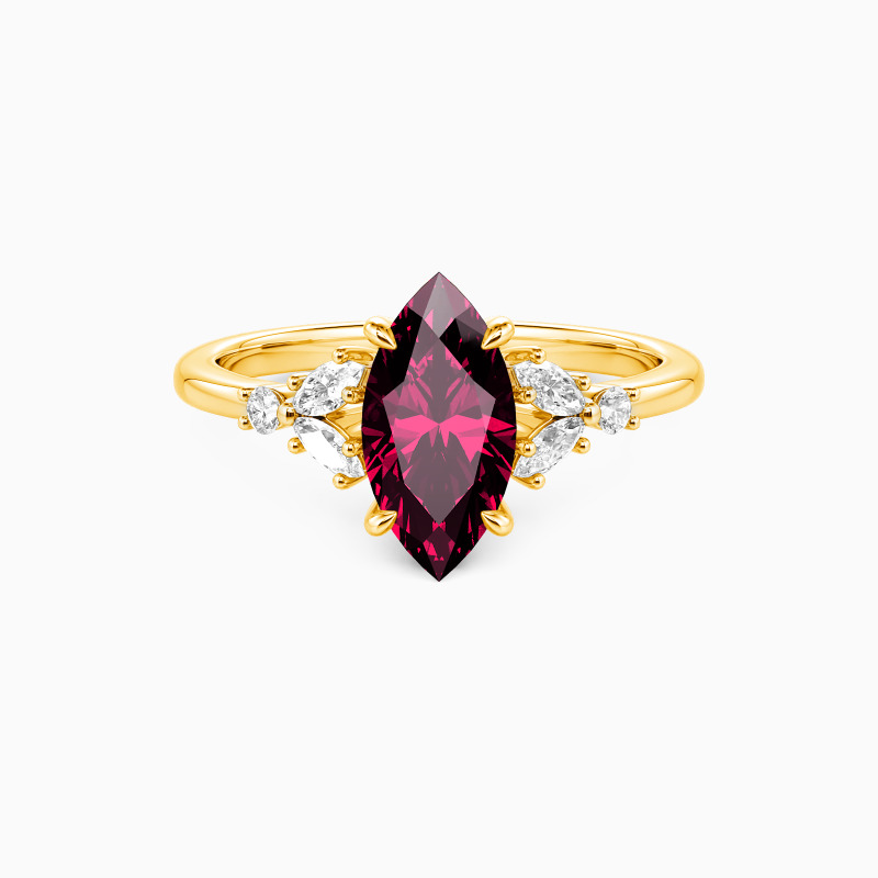 "The Fearless Love" 1ct Marquise Cut Cluster Side Stone Engagement Ring