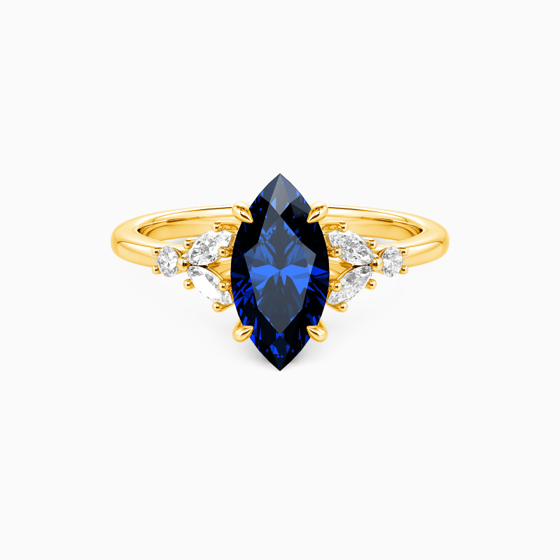 "The Fearless Love" 1ct Marquise Cut Cluster Side Stone Engagement Ring