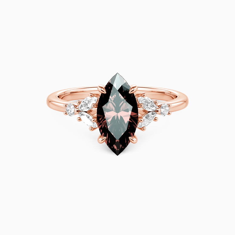 "The Fearless Love" 1ct Marquise Cut Cluster Side Stone Engagement Ring