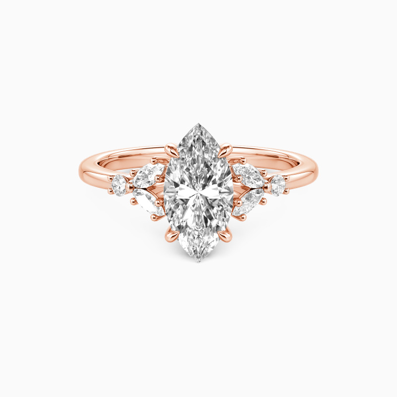 "The Fearless Love" 1ct Marquise Cut Cluster Side Stone Engagement Ring
