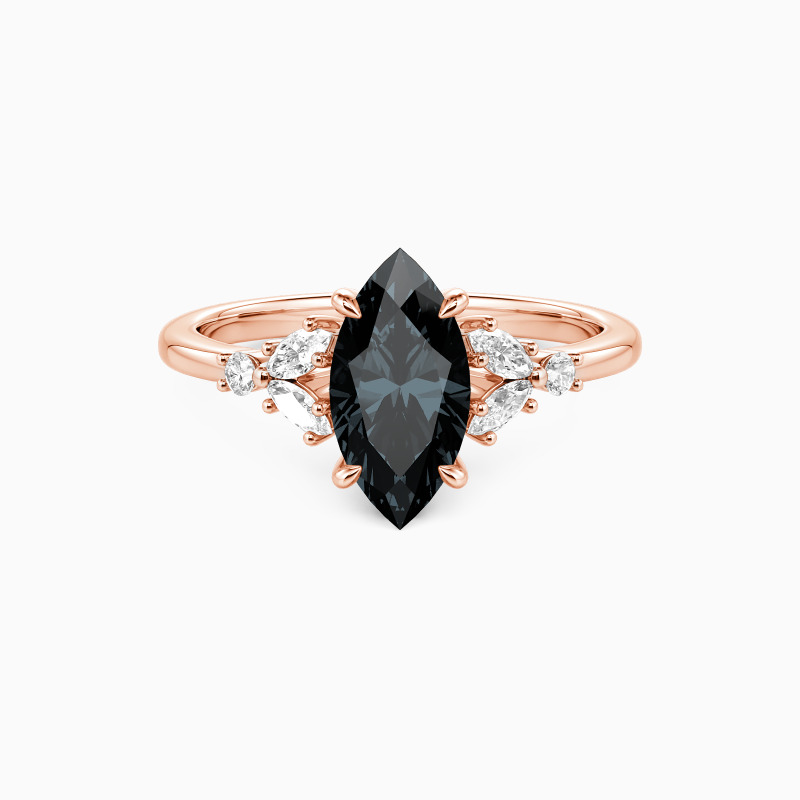 "The Fearless Love" 1ct Marquise Cut Cluster Side Stone Engagement Ring