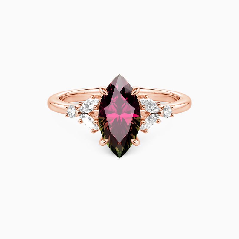 "The Fearless Love" 1ct Marquise Cut Cluster Side Stone Engagement Ring