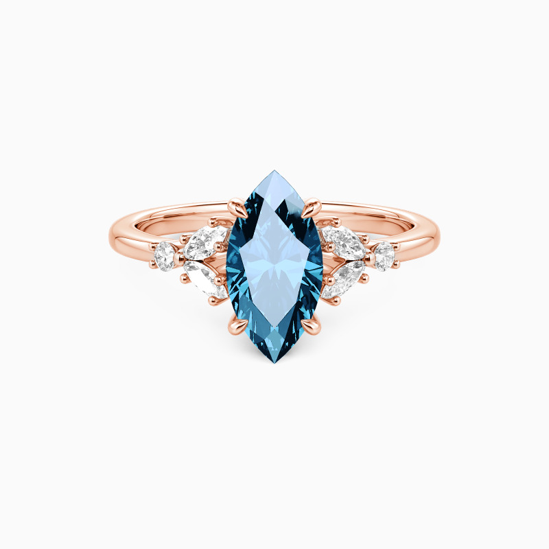 "The Fearless Love" 1ct Marquise Cut Cluster Side Stone Engagement Ring