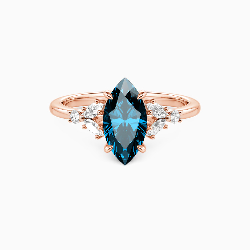 "The Fearless Love" 1ct Marquise Cut Cluster Side Stone Engagement Ring