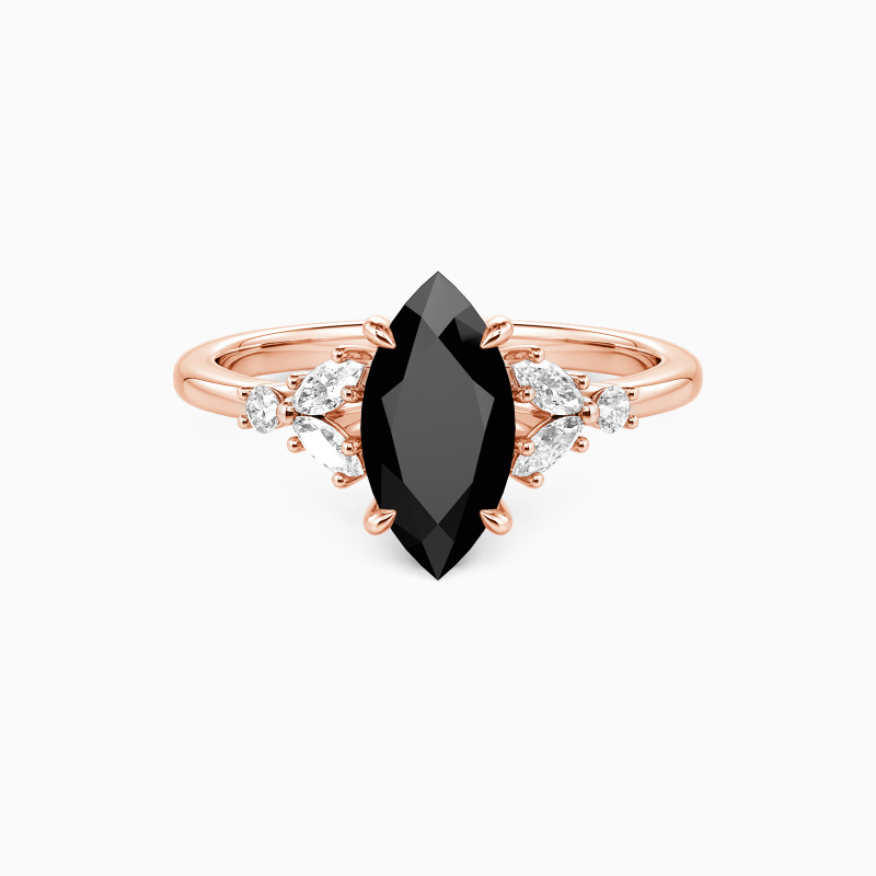 "The Fearless Love" 1ct Marquise Cut Cluster Side Stone Engagement Ring