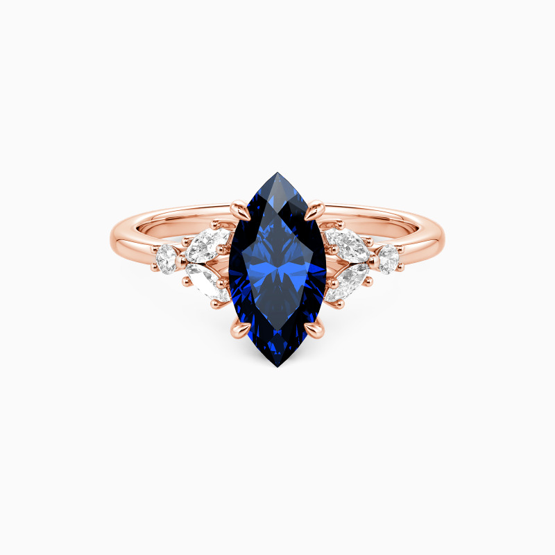 "The Fearless Love" 1ct Marquise Cut Cluster Side Stone Engagement Ring