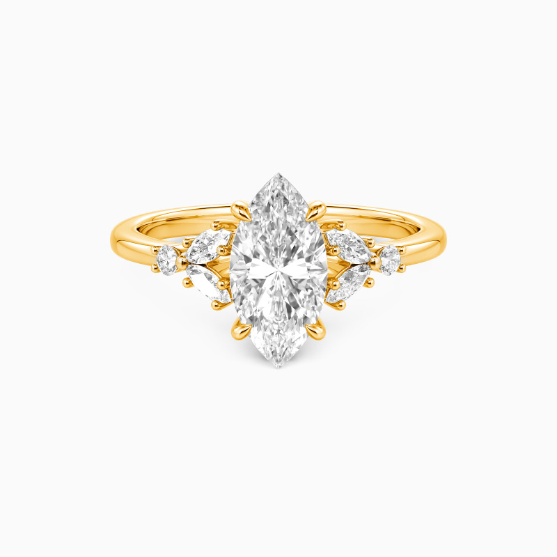"The Fearless Love" 1ct Marquise Cut Cluster Side Stone Engagement Ring