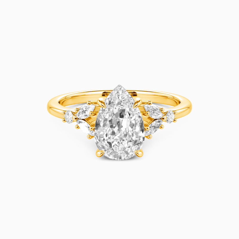 "The Love We Share" Pear Cut Cluster Side Stone Engagement Ring