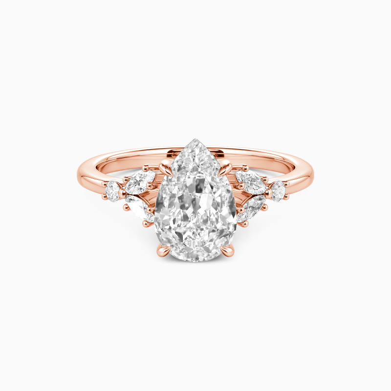 "The Love We Share" Pear Cut Cluster Side Stone Engagement Ring