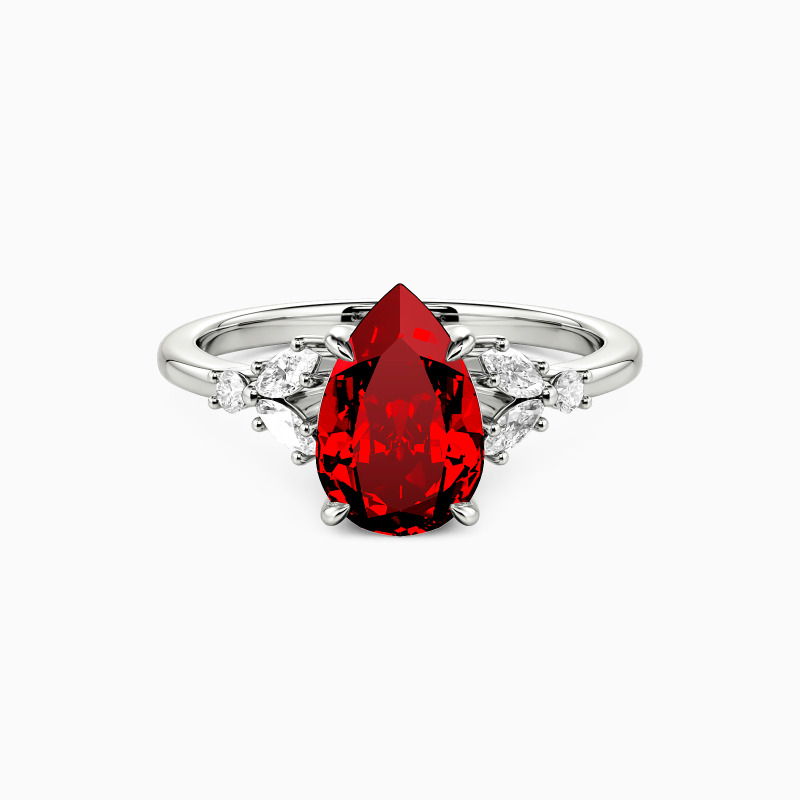 "The Love We Share" Pear Cut Cluster Side Stone Engagement Ring