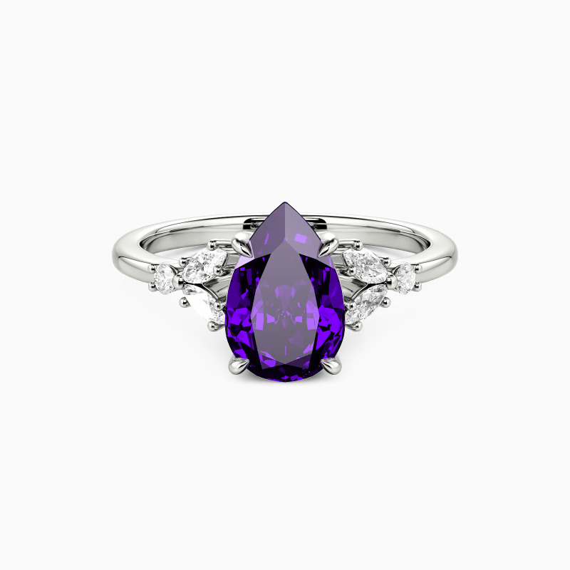 "The Love We Share" Pear Cut Cluster Side Stone Engagement Ring