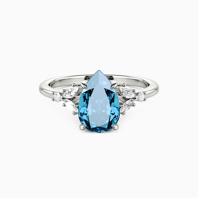 "The Love We Share" Pear Cut Cluster Side Stone Engagement Ring
