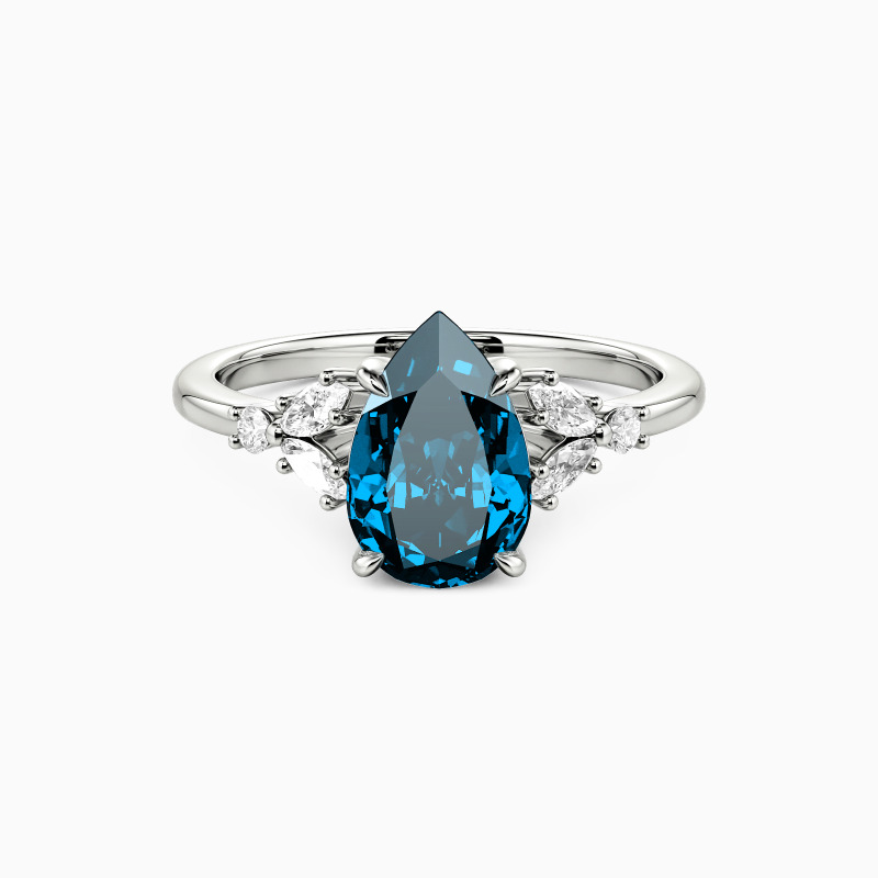 "The Love We Share" Pear Cut Cluster Side Stone Engagement Ring
