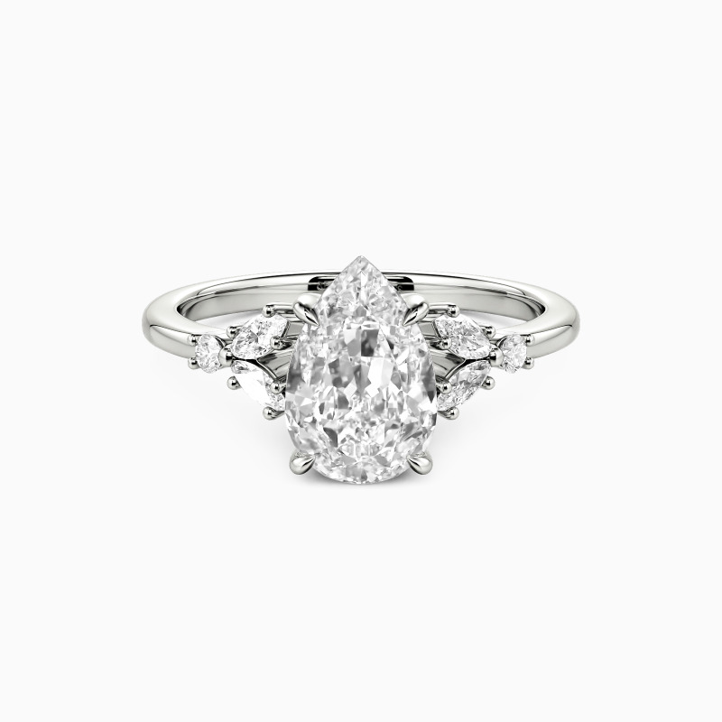 "The Love We Share" Pear Cut Cluster Side Stone Engagement Ring