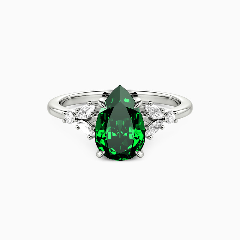 "The Love We Share" Pear Cut Cluster Side Stone Engagement Ring