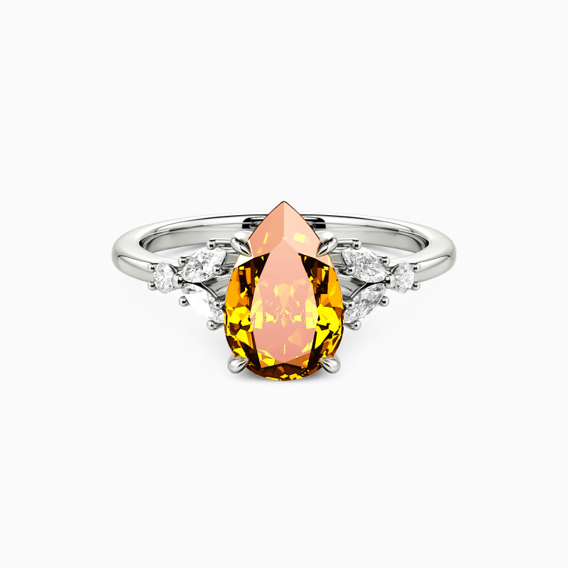 "The Love We Share" Pear Cut Cluster Side Stone Engagement Ring