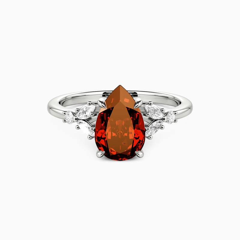 "The Love We Share" Pear Cut Cluster Side Stone Engagement Ring
