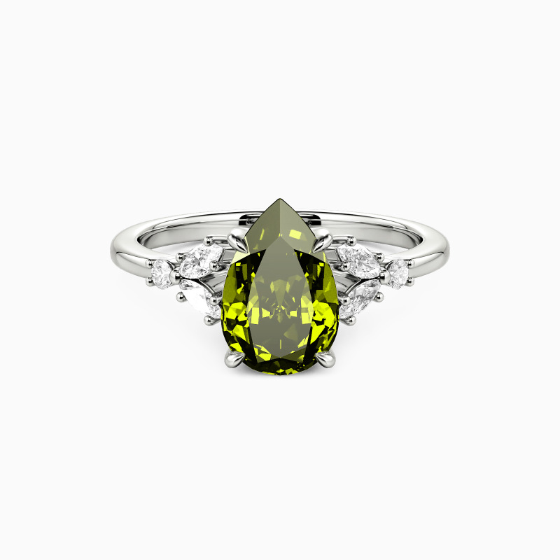 "The Love We Share" Pear Cut Cluster Side Stone Engagement Ring