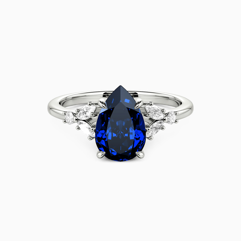 "The Love We Share" Pear Cut Cluster Side Stone Engagement Ring