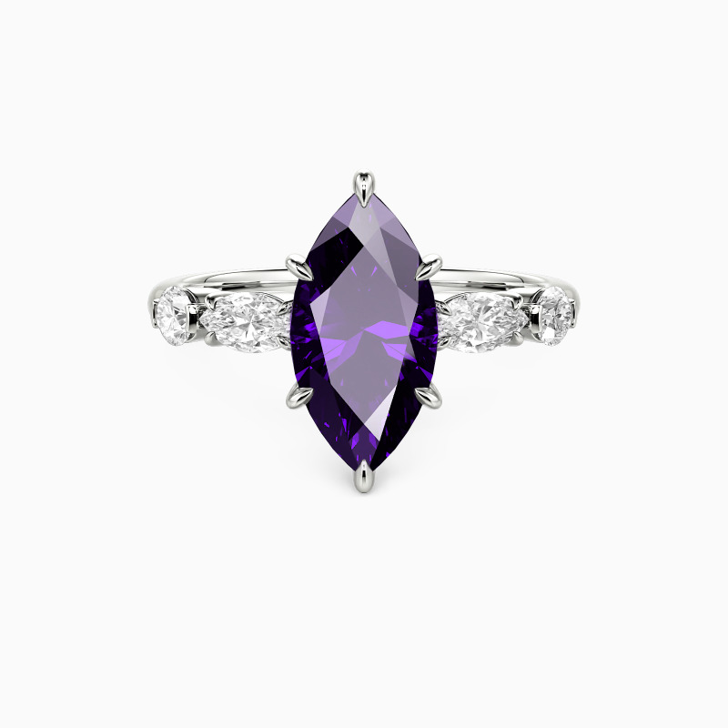 "Inevitable Us" 2ct Marquise Cut Side Stone Engagement Ring