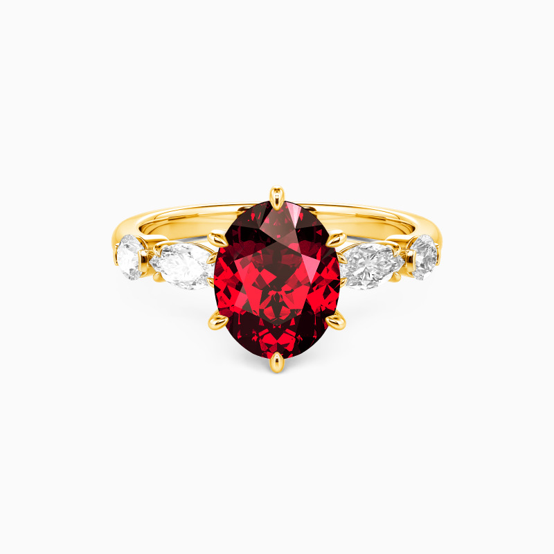 "The Grand Promise" Oval Cut Side Stone Engagement Ring