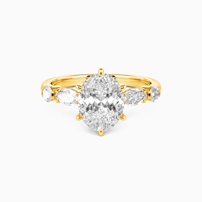 "The Grand Promise" Oval Cut Side Stone Engagement Ring