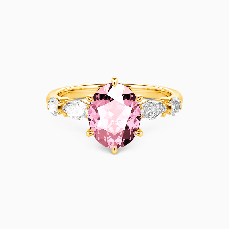 "The Grand Promise" Oval Cut Side Stone Engagement Ring