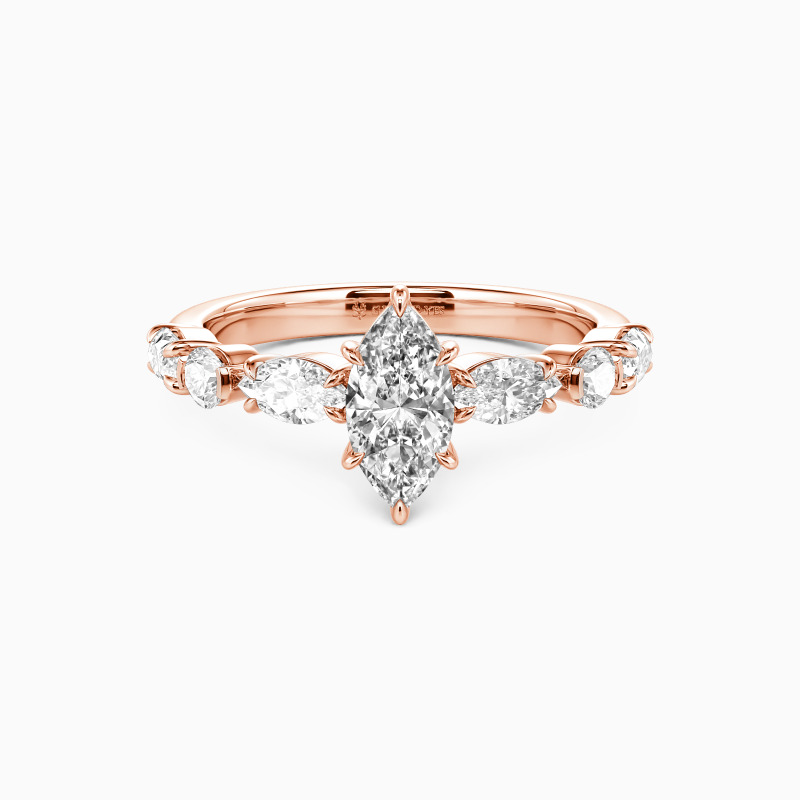 "The Effortless Love" 0.5ct Marquise Cut Side Stone Engagement Ring