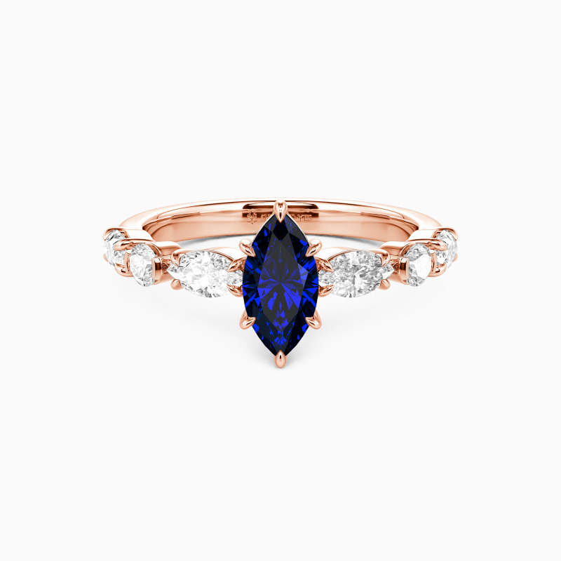 "The Effortless Love" 0.5ct Marquise Cut Side Stone Engagement Ring