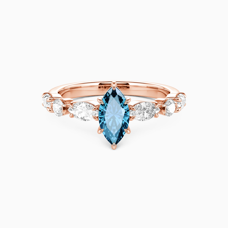 "The Effortless Love" 0.5ct Marquise Cut Side Stone Engagement Ring
