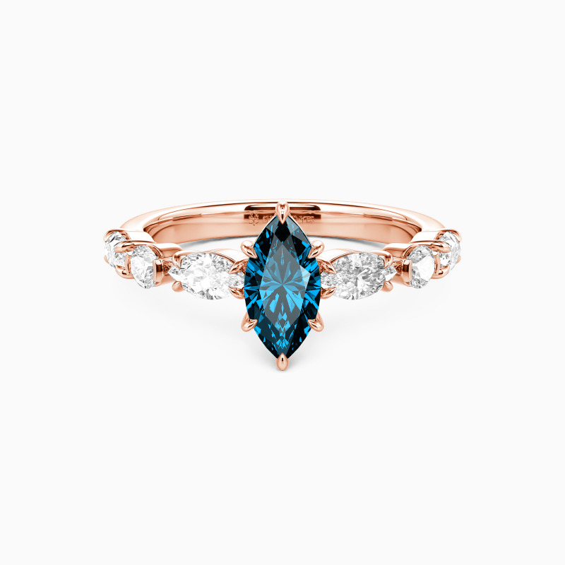 "The Effortless Love" 0.5ct Marquise Cut Side Stone Engagement Ring
