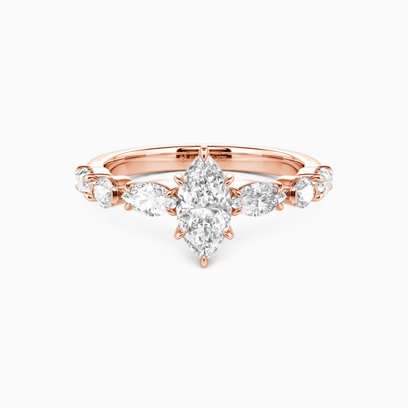 "The Effortless Love" 0.5ct Marquise Cut Side Stone Engagement Ring